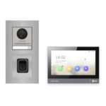 Hikvision PoE Video-Türsprechanlage Einfamilienhaus – Komplett-Set mit Fingerprint, DS-KH8381-WTE1, Unterputz – Türstation und Innenstation