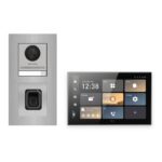 Hikvision PoE Video-Türsprechanlage Einfamilienhaus – Komplett-Set mit Fingerprint, DS-KH9570-WTE1/S, Unterputz – Türstation und Innenstation