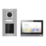 Hikvision PoE Video-Türsprechanlage Einfamilienhaus – Komplett-Set mit Kartenleser, DS-KH8381-WTE1, Unterputz – Türstation und Innenstation