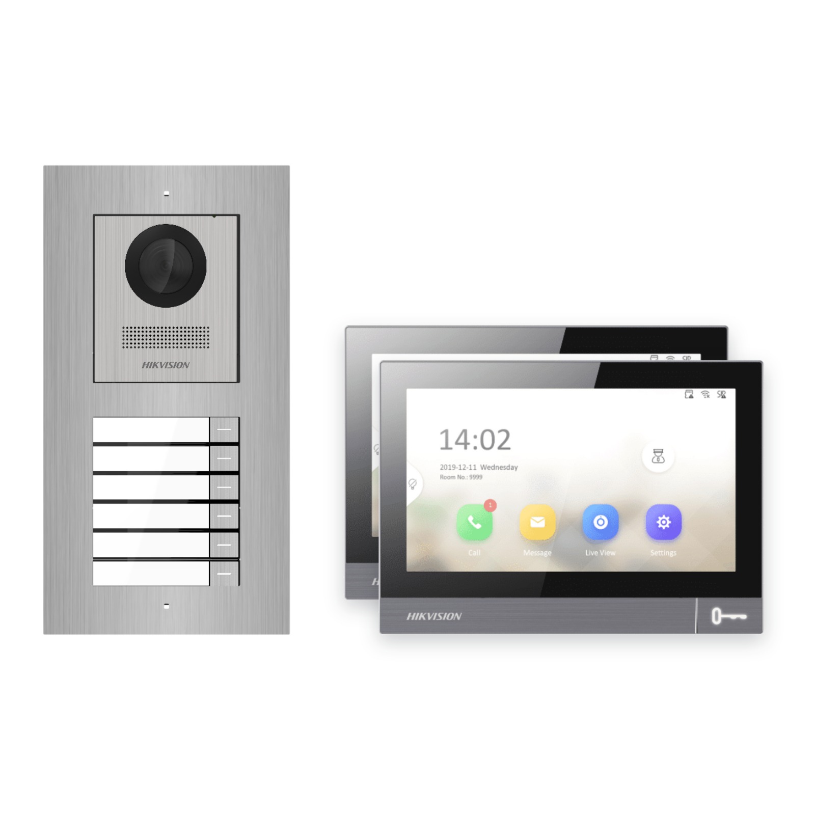 Hikvision PoE Video-Türsprechanlage 2-Familienhaus – Komplett-Set Edelstahl, DS-KH8381-WTE1, Unterputz Hikvision PoE Video-Türsprechanlage 2-Familienhaus – Komplett-Set Edelstahl, DS-KH8381-WTE1, Unterputz – Türstation und Innenstation