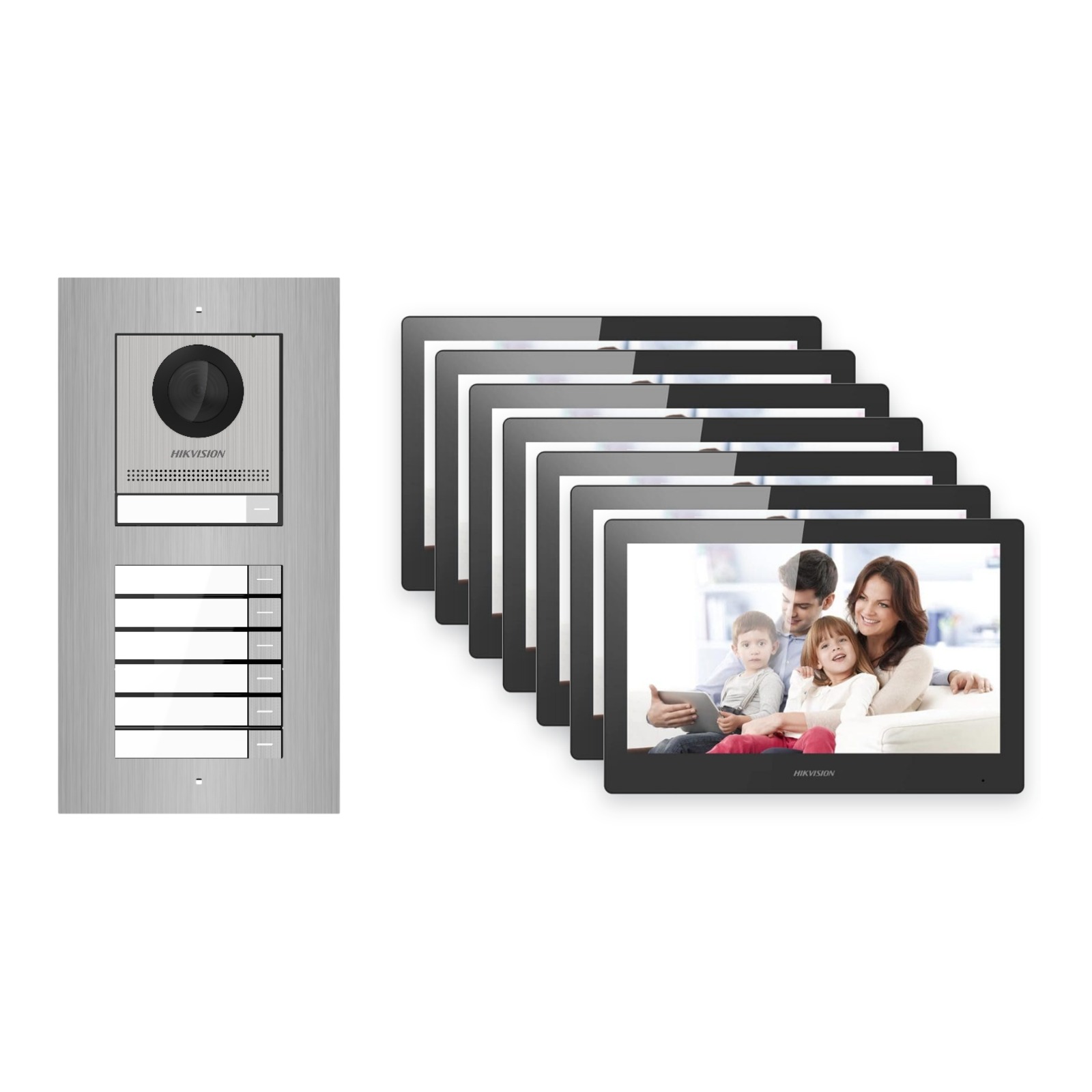 Hikvision PoE Video-Türsprechanlage 7-Familienhaus – Komplett-Set Edelstahl, DS-KH8520-WTE1, Unterputz Hikvision PoE Video-Türsprechanlage 7-Familienhaus – Komplett-Set Edelstahl, DS-KH8520-WTE1, Unterputz – Türstation und Innenstation