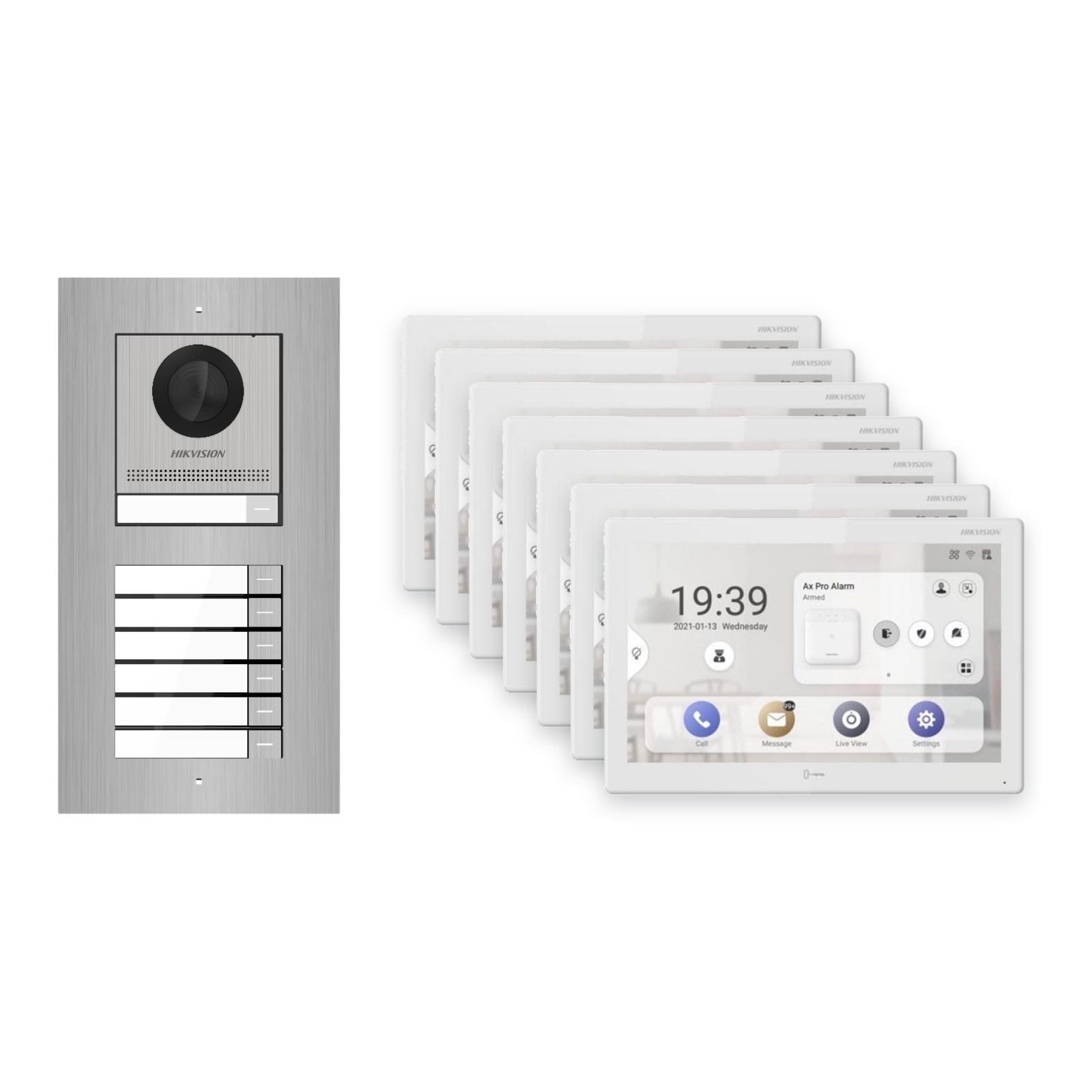 Hikvision PoE Video-Türsprechanlage 7-Familienhaus – Komplett-Set Edelstahl, DS-KH9510-WTE1(B), Unterputz Hikvision PoE Video-Türsprechanlage 7-Familienhaus – Komplett-Set Edelstahl, DS-KH9510-WTE1(B), Unterputz – Türstation und Innenstation