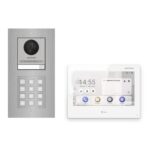 Hikvision PoE Video-Türsprechanlage Einfamilienhaus – Komplett-Set mit Zahlencode, DS-KH9310-WTE1(B), Unterputz – Türstation und Innenstation