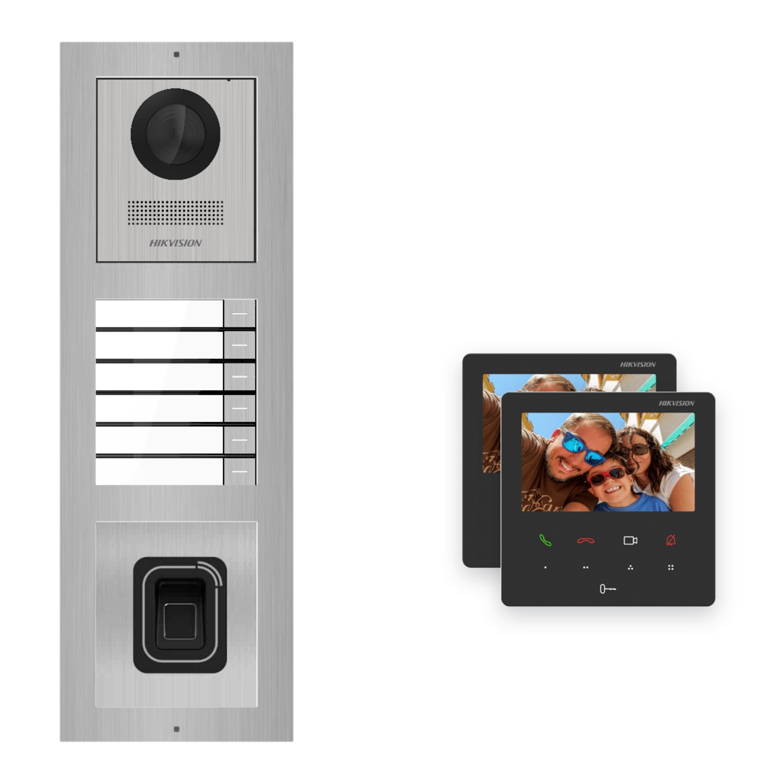 Hikvision PoE Video-Türsprechanlage 2-Familienhaus – Komplett-Set mit Fingerprint, DS-KH6110-WE1, Aufputz Hikvision PoE Video-Türsprechanlage 2-Familienhaus – Komplett-Set mit Fingerprint, DS-KH6110-WE1, Aufputz – Türstation und Innenstation