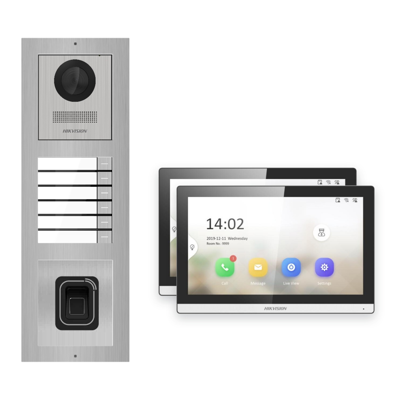 Hikvision PoE Video-Türsprechanlage 2-Familienhaus – Komplett-Set mit Fingerprint, DS-KH6350-WTE1, Aufputz Hikvision PoE Video-Türsprechanlage 2-Familienhaus – Komplett-Set mit Fingerprint, DS-KH6350-WTE1, Aufputz – Türstation und Innenstation