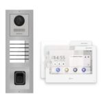 Hikvision PoE Video-Türsprechanlage 2-Familienhaus – Komplett-Set mit Fingerprint, DS-KH9310-WTE1(B), Aufputz – Türstation und Innenstation