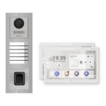 Hikvision PoE Video-Türsprechanlage 2-Familienhaus – Komplett-Set mit Fingerprint, DS-KH9510-WTE1(B), Aufputz – Türstation und Innenstation