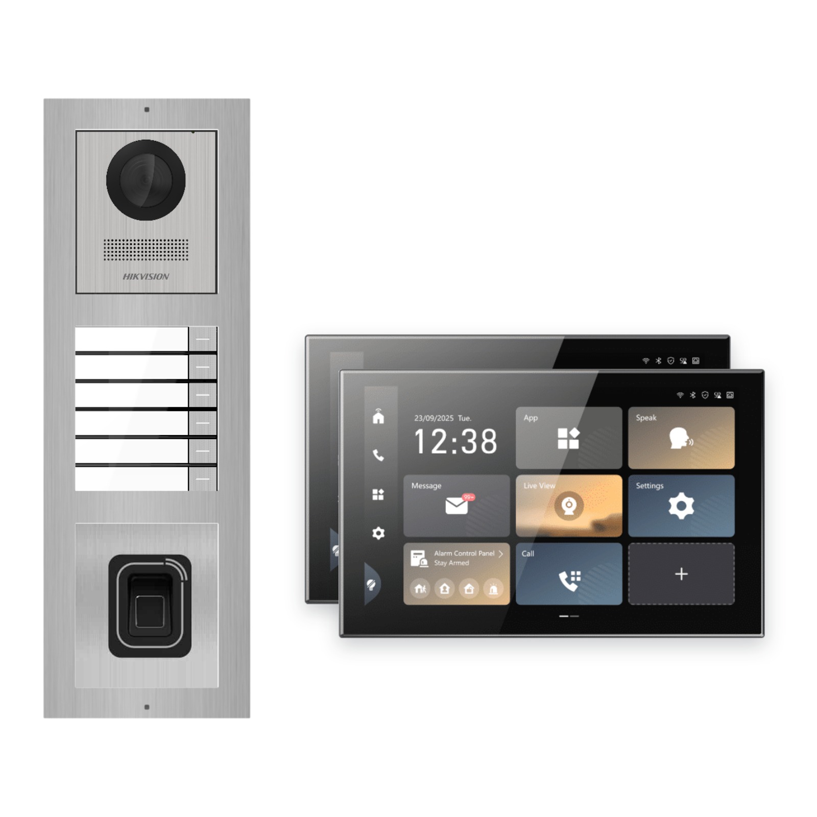 Hikvision PoE Video-Türsprechanlage 2-Familienhaus – Komplett-Set mit Fingerprint, DS-KH9570-WTE1/S, Aufputz Hikvision PoE Video-Türsprechanlage 2-Familienhaus – Komplett-Set mit Fingerprint, DS-KH9570-WTE1/S, Aufputz – Türstation und Innenstation