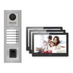 Hikvision PoE Video-Türsprechanlage 3-Familienhaus – Komplett-Set mit Fingerprint, DS-KH8520-WTE1, Aufputz – Türstation und Innenstation