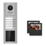 Hikvision PoE Video-Türsprechanlage 2-Familienhaus – Komplett-Set mit Kartenleser, DS-KH6110-WE1, Aufputz – Türstation und Innenstation