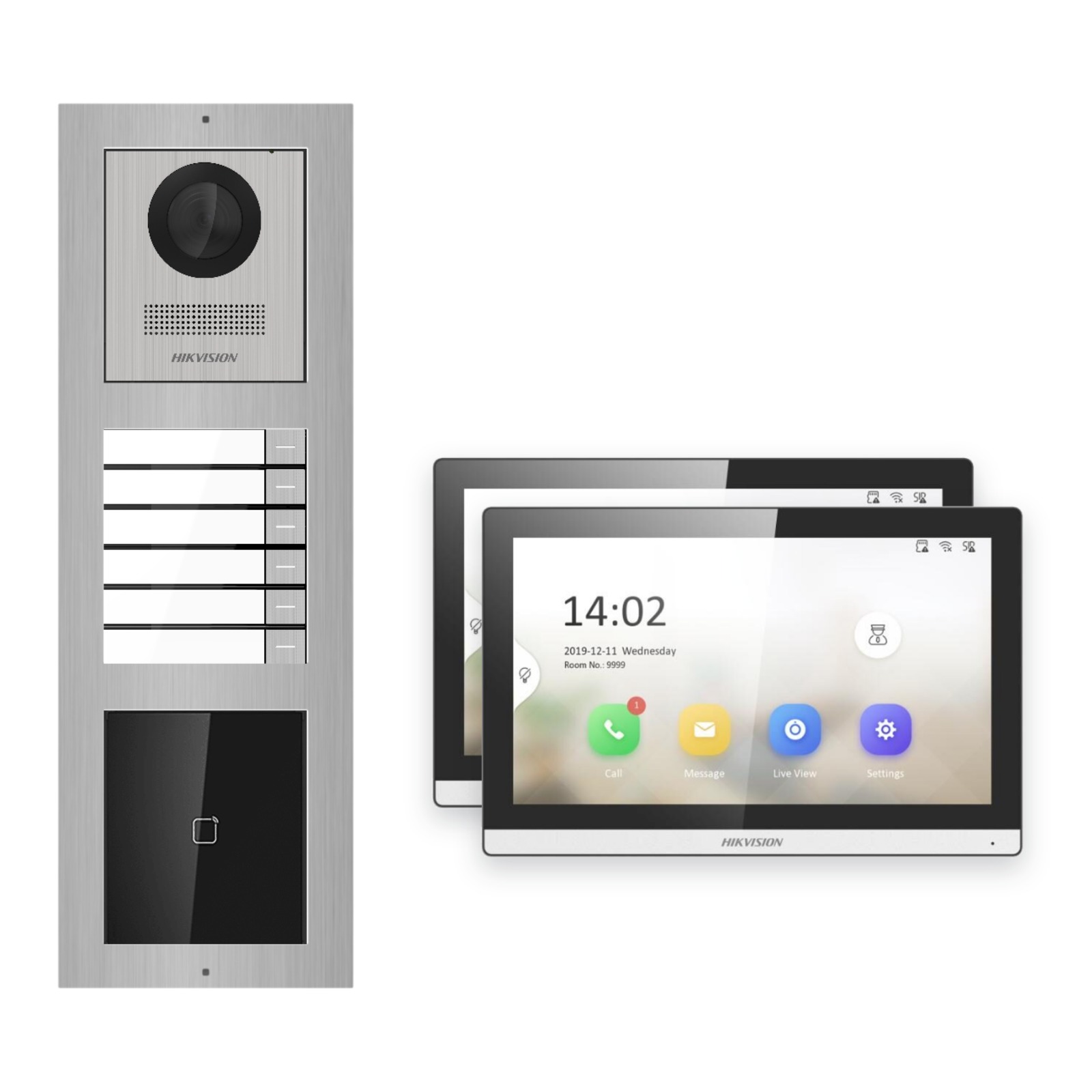 Hikvision PoE Video-Türsprechanlage 2-Familienhaus – Komplett-Set mit Kartenleser, DS-KH6350-WTE1, Aufputz Hikvision PoE Video-Türsprechanlage 2-Familienhaus – Komplett-Set mit Kartenleser, DS-KH6350-WTE1, Aufputz – Türstation und Innenstation