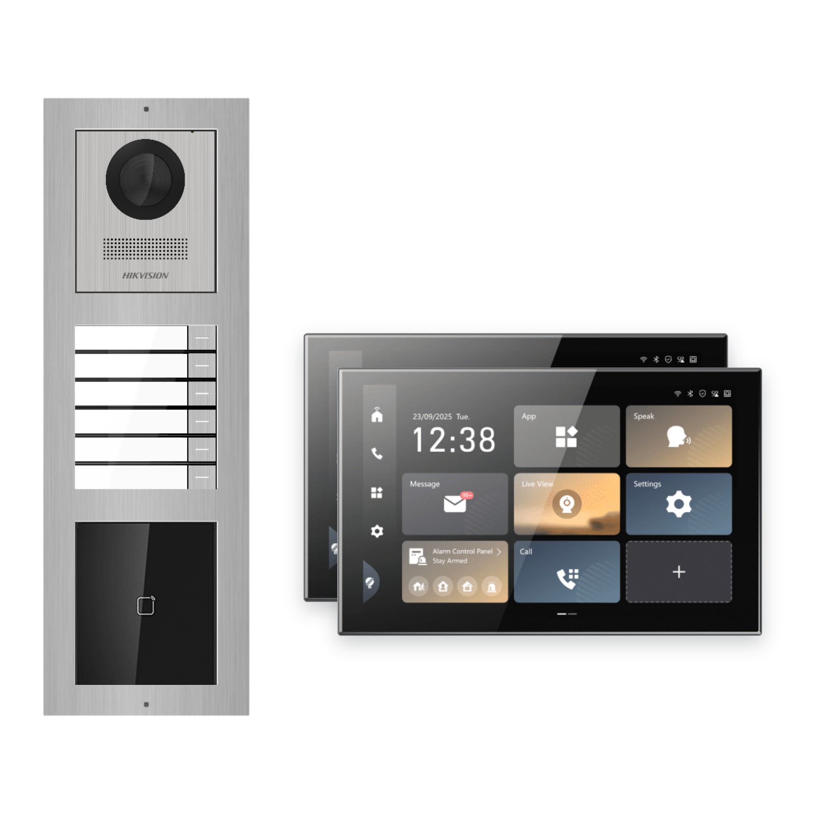 Hikvision PoE Video-Türsprechanlage 2-Familienhaus – Komplett-Set mit Kartenleser, DS-KH9570-WTE1/S, Aufputz Hikvision PoE Video-Türsprechanlage 2-Familienhaus – Komplett-Set mit Kartenleser, DS-KH9570-WTE1/S, Aufputz – Türstation und Innenstation