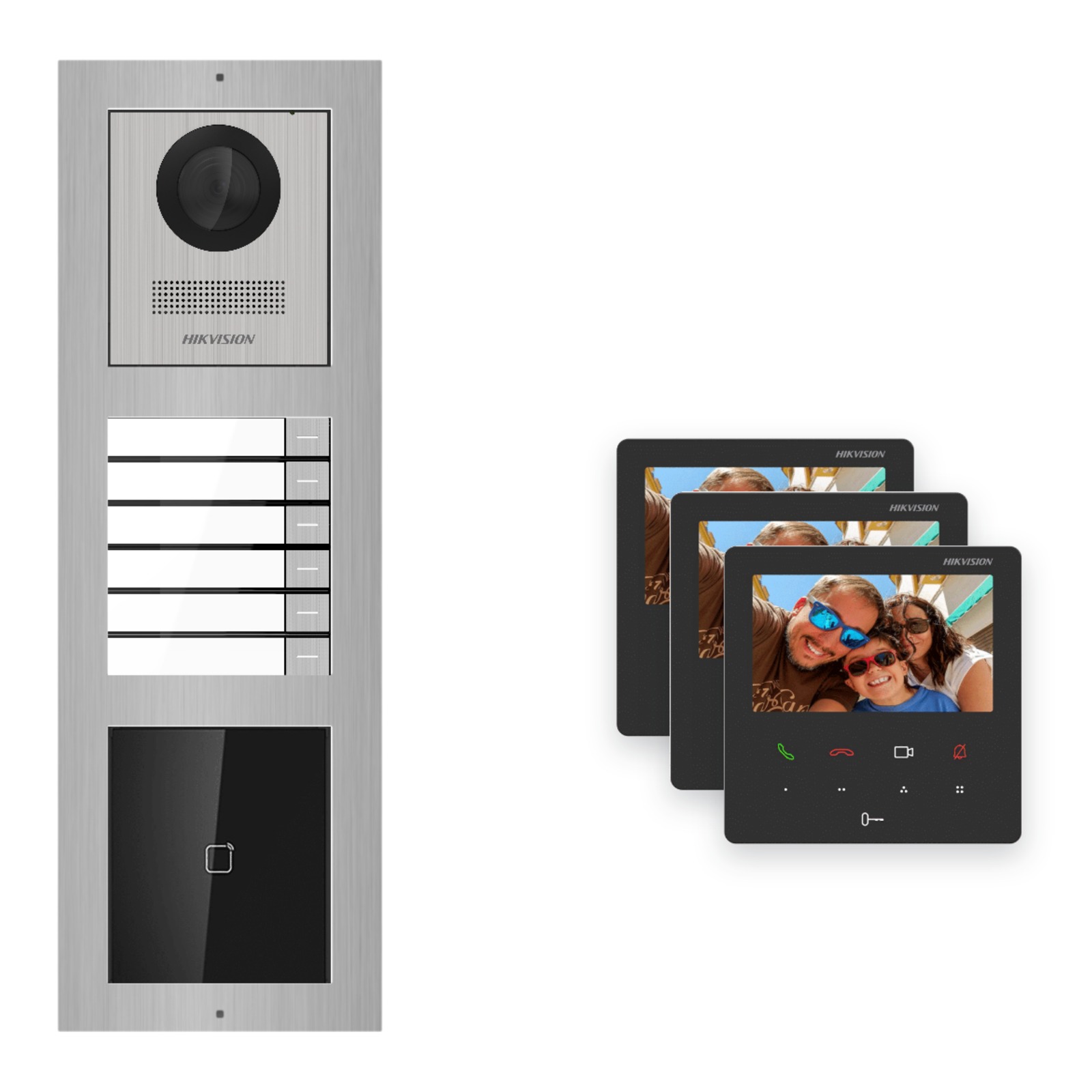 Hikvision PoE Video-Türsprechanlage 3-Familienhaus – Komplett-Set mit Kartenleser, DS-KH6110-WE1, Aufputz Hikvision PoE Video-Türsprechanlage 3-Familienhaus – Komplett-Set mit Kartenleser, DS-KH6110-WE1, Aufputz – Türstation und Innenstation