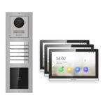 Hikvision PoE Video-Türsprechanlage 3-Familienhaus – Komplett-Set mit Kartenleser, DS-KH6350-WTE1, Aufputz – Türstation und Innenstation