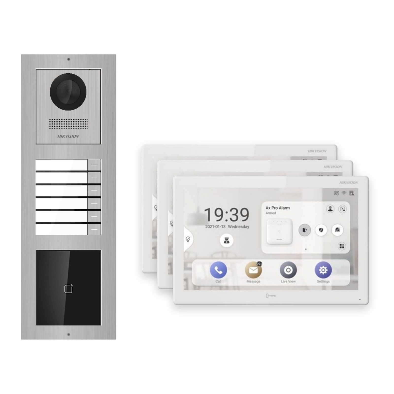 Hikvision PoE Video-Türsprechanlage 3-Familienhaus – Komplett-Set mit Kartenleser, DS-KH9510-WTE1(B), Aufputz Hikvision PoE Video-Türsprechanlage 3-Familienhaus – Komplett-Set mit Kartenleser, DS-KH9510-WTE1(B), Aufputz – Türstation und Innenstation