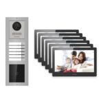 Hikvision PoE Video-Türsprechanlage 6-Familienhaus – Komplett-Set mit Kartenleser, DS-KH8520-WTE1, Aufputz – Türstation und Innenstation