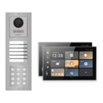Hikvision PoE Video-Türsprechanlage 2-Familienhaus – Komplett-Set mit Zahlencode, DS-KH9570-WTE1/S, Aufputz – Türstation und Innenstation