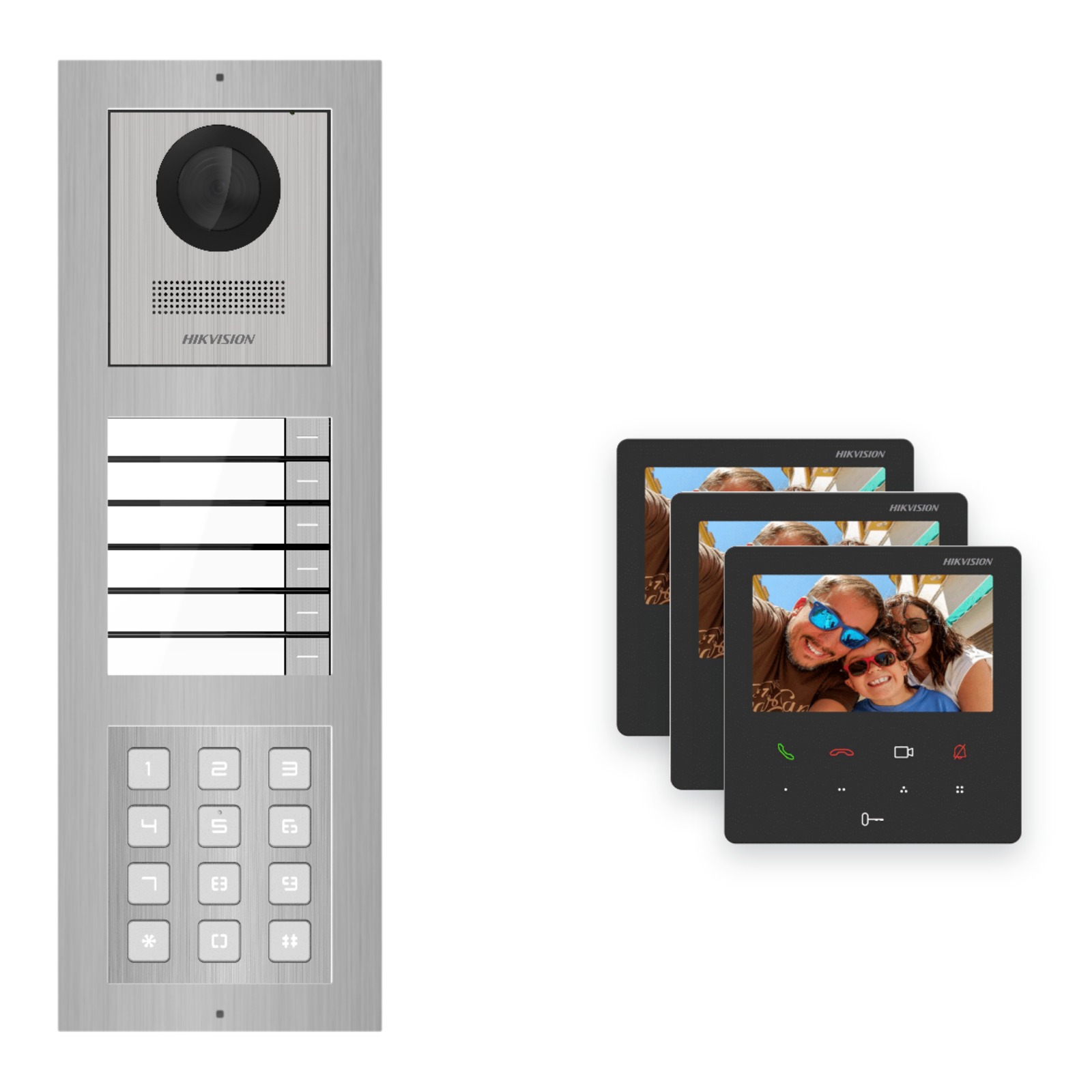 Hikvision PoE Video-Türsprechanlage 3-Familienhaus – Komplett-Set mit Zahlencode, DS-KH6110-WE1, Aufputz Hikvision PoE Video-Türsprechanlage 3-Familienhaus – Komplett-Set mit Zahlencode, DS-KH6110-WE1, Aufputz – Türstation und Innenstation