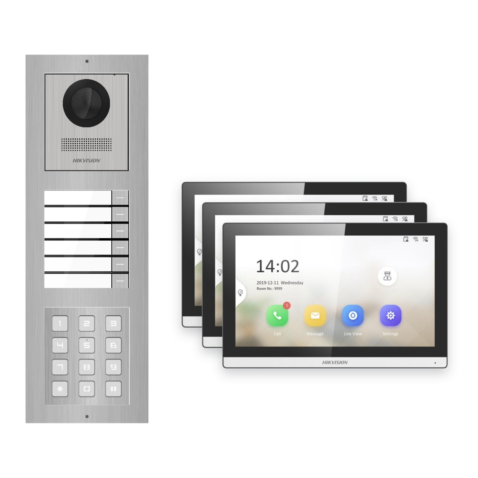Hikvision PoE Video-Türsprechanlage 3-Familienhaus – Komplett-Set mit Zahlencode, DS-KH6350-WTE1, Aufputz Hikvision PoE Video-Türsprechanlage 3-Familienhaus – Komplett-Set mit Zahlencode, DS-KH6350-WTE1, Aufputz – Türstation und Innenstation