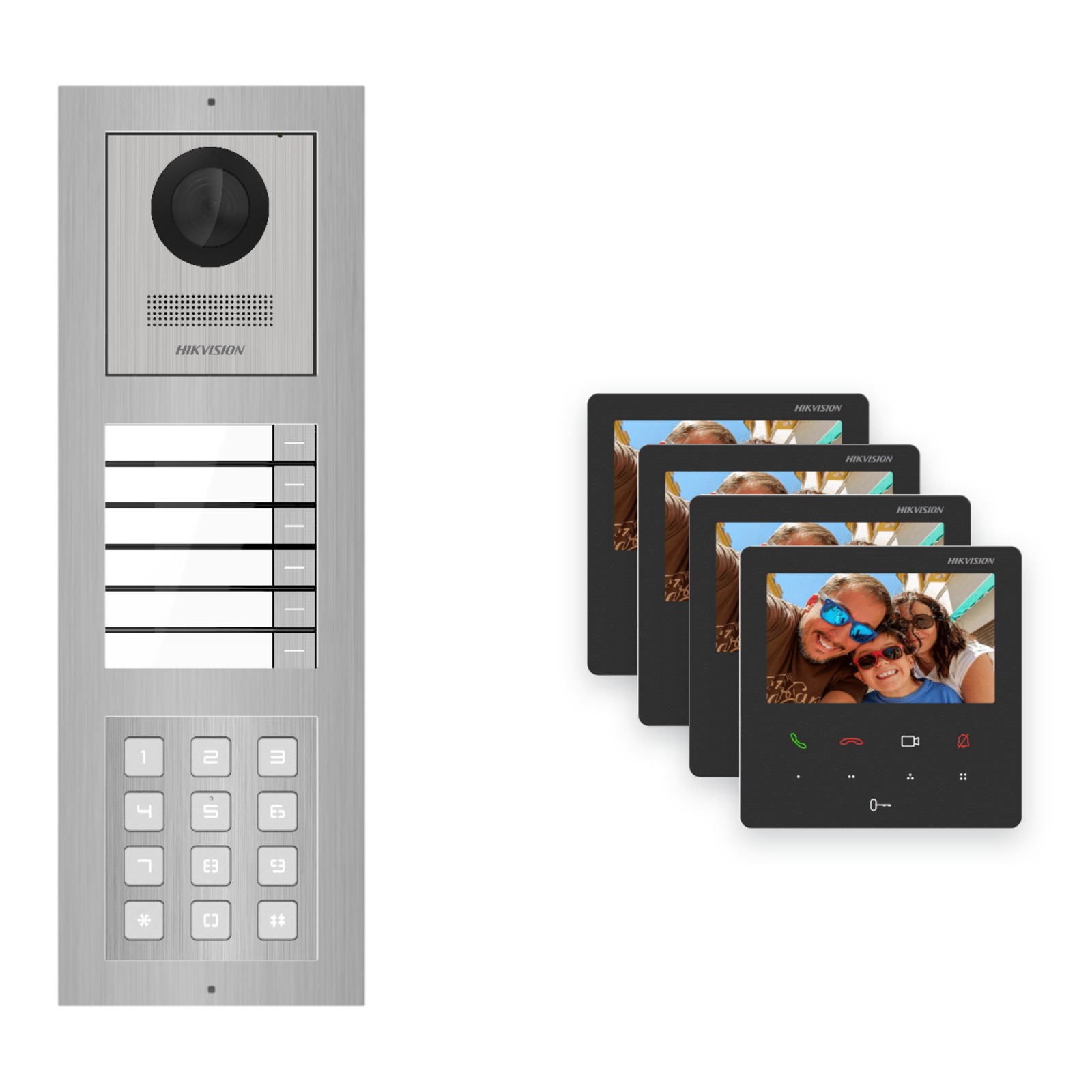 Hikvision PoE Video-Türsprechanlage 4-Familienhaus – Komplett-Set mit Zahlencode, DS-KH6110-WE1, Aufputz Hikvision PoE Video-Türsprechanlage 4-Familienhaus – Komplett-Set mit Zahlencode, DS-KH6110-WE1, Aufputz – Türstation und Innenstation