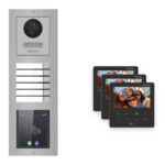 Hikvision PoE Video-Türsprechanlage 3-Familienhaus – Komplett-Set mit Touch-Display, DS-KH6110-WE1, Aufputz – Türstation und Innenstation