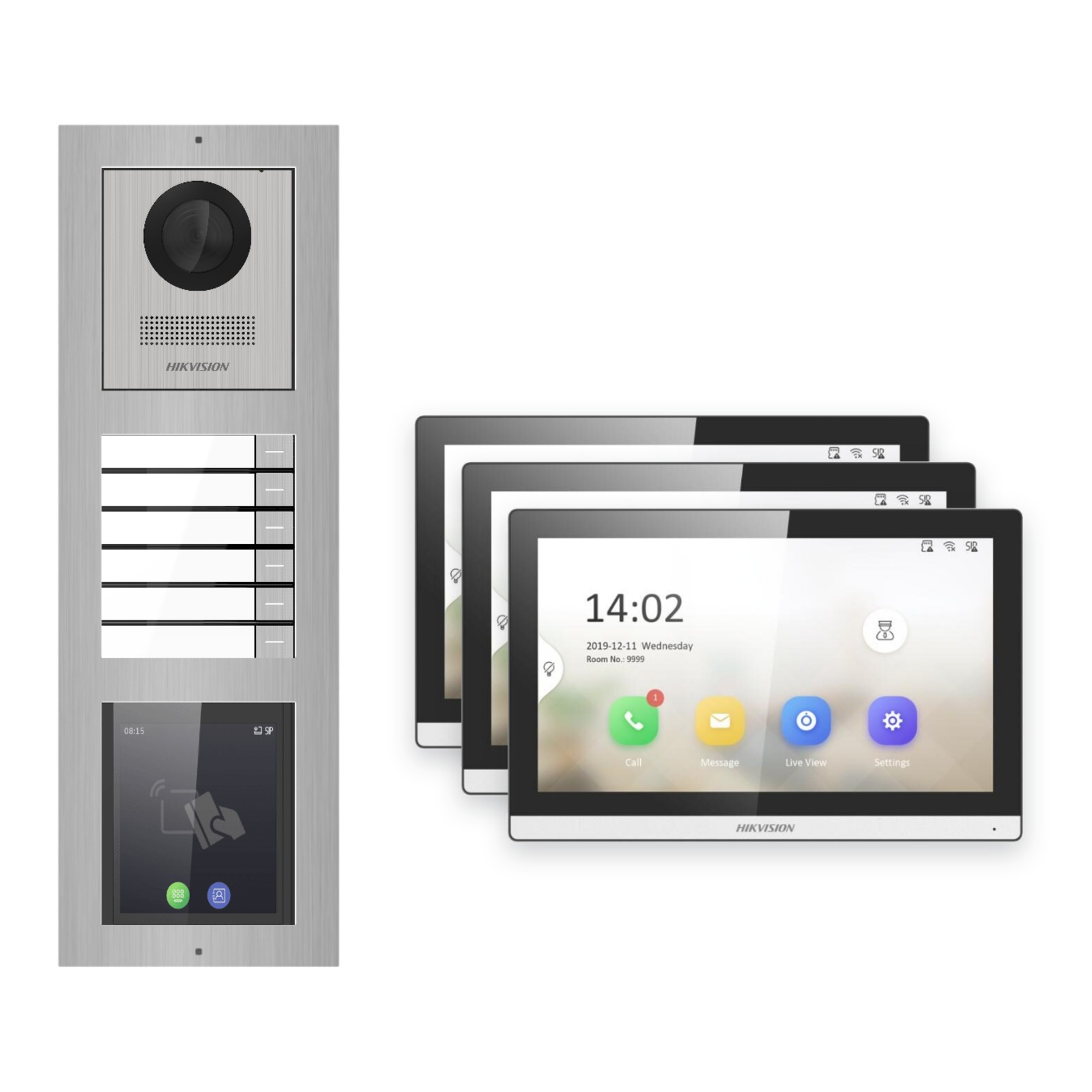 Hikvision PoE Video-Türsprechanlage 3-Familienhaus – Komplett-Set mit Touch-Display, DS-KH6350-WTE1, Aufputz Hikvision PoE Video-Türsprechanlage 3-Familienhaus – Komplett-Set mit Touch-Display, DS-KH6350-WTE1, Aufputz – Türstation und Innenstation