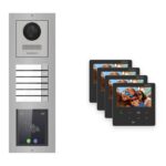 Hikvision PoE Video-Türsprechanlage 4-Familienhaus – Komplett-Set mit Touch-Display, DS-KH6110-WE1, Aufputz – Türstation und Innenstation