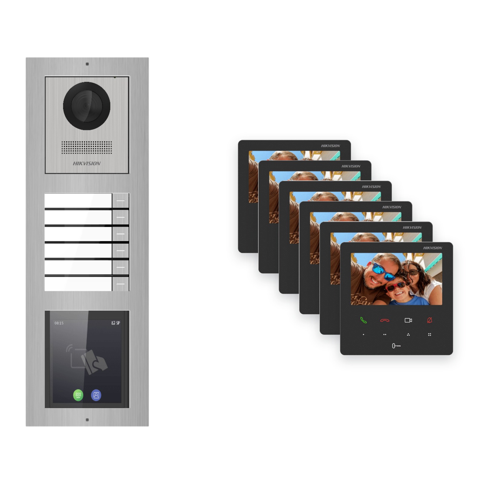 Hikvision PoE Video-Türsprechanlage 6-Familienhaus – Komplett-Set mit Touch-Display, DS-KH6110-WE1, Aufputz Hikvision PoE Video-Türsprechanlage 6-Familienhaus – Komplett-Set mit Touch-Display, DS-KH6110-WE1, Aufputz – Türstation und Innenstation