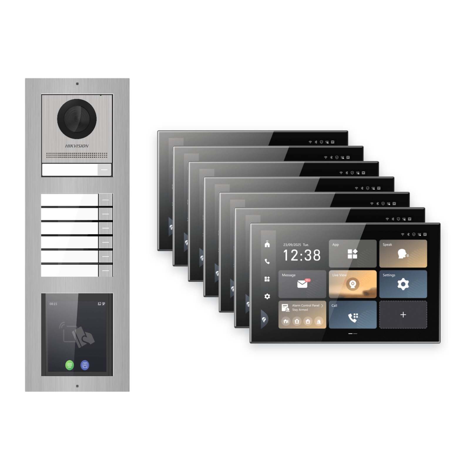 Hikvision PoE Video-Türsprechanlage 7-Familienhaus – Komplett-Set mit Touch-Display, DS-KH9570-WTE1/S, Aufputz Hikvision PoE Video-Türsprechanlage 7-Familienhaus – Komplett-Set mit Touch-Display, DS-KH9570-WTE1/S, Aufputz – Türstation und Innenstation
