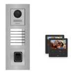Hikvision PoE Video-Türsprechanlage 2-Familienhaus – Komplett-Set mit Fingerprint, DS-KH6110-WE1, Unterputz – Türstation und Innenstation
