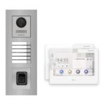 Hikvision PoE Video-Türsprechanlage 2-Familienhaus – Komplett-Set mit Fingerprint, DS-KH9310-WTE1(B), Unterputz – Türstation und Innenstation