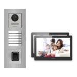 Hikvision PoE Video-Türsprechanlage 2-Familienhaus – Komplett-Set mit Fingerprint, DS-KH8520-WTE1, Unterputz – Türstation und Innenstation