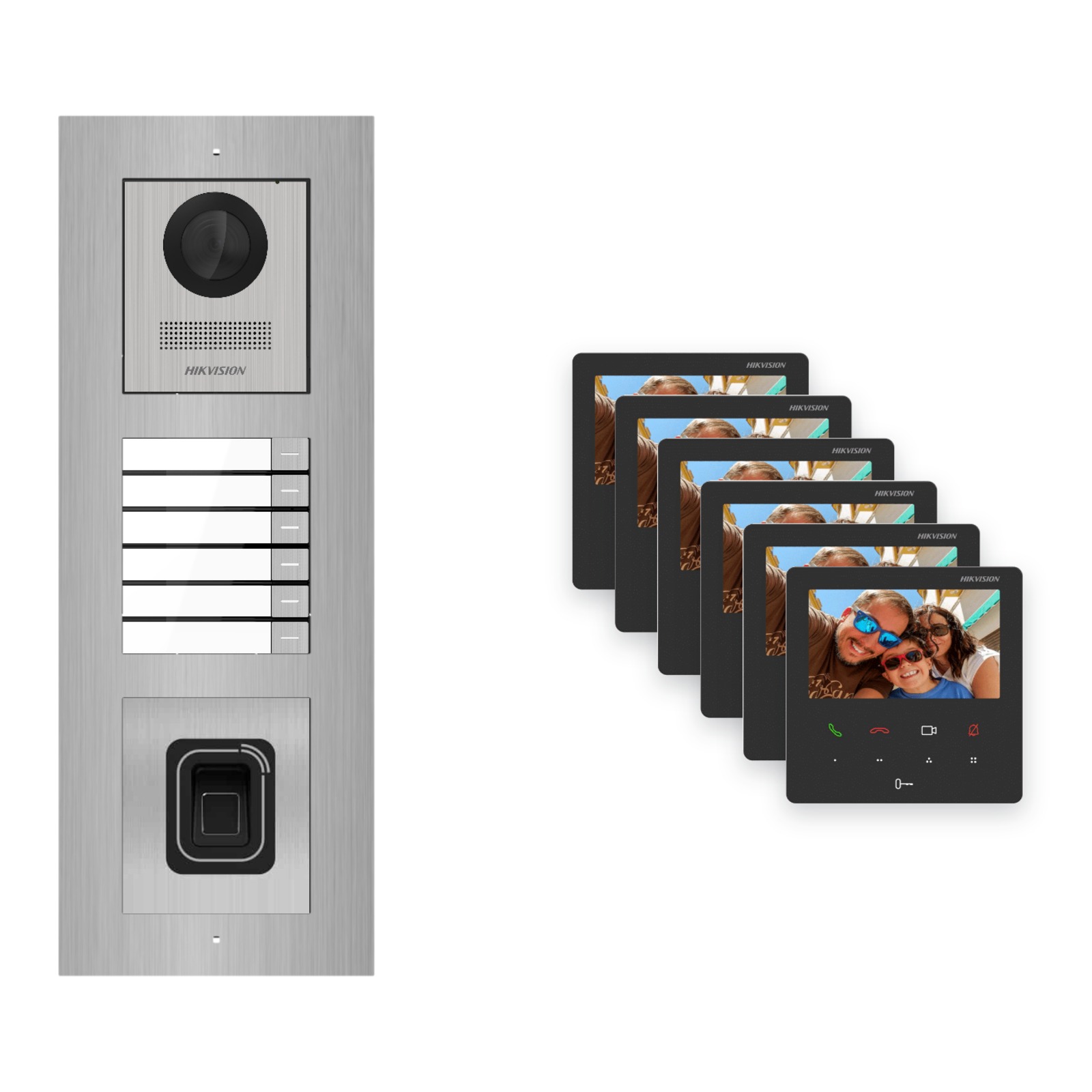Hikvision PoE Video-Türsprechanlage 6-Familienhaus – Komplett-Set mit Fingerprint, DS-KH6110-WE1, Unterputz Hikvision PoE Video-Türsprechanlage 6-Familienhaus – Komplett-Set mit Fingerprint, DS-KH6110-WE1, Unterputz – Türstation und Innenstation
