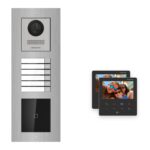 Hikvision PoE Video-Türsprechanlage 2-Familienhaus – Komplett-Set mit Kartenleser, DS-KH6110-WE1, Unterputz – Türstation und Innenstation