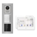 Hikvision PoE Video-Türsprechanlage 2-Familienhaus – Komplett-Set mit Kartenleser, DS-KH9310-WTE1(B), Unterputz – Türstation und Innenstation