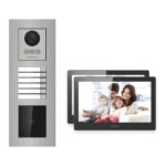 Hikvision PoE Video-Türsprechanlage 2-Familienhaus – Komplett-Set mit Kartenleser, DS-KH8520-WTE1, Unterputz – Türstation und Innenstation