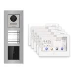 Hikvision PoE Video-Türsprechanlage 5-Familienhaus – Komplett-Set mit Kartenleser, DS-KH9310-WTE1(B), Unterputz – Türstation und Innenstation