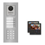 Hikvision PoE Video-Türsprechanlage 2-Familienhaus – Komplett-Set mit Zahlencode, DS-KH6110-WE1, Unterputz – Türstation und Innenstation