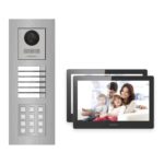 Hikvision PoE Video-Türsprechanlage 2-Familienhaus – Komplett-Set mit Zahlencode, DS-KH8520-WTE1, Unterputz – Türstation und Innenstation