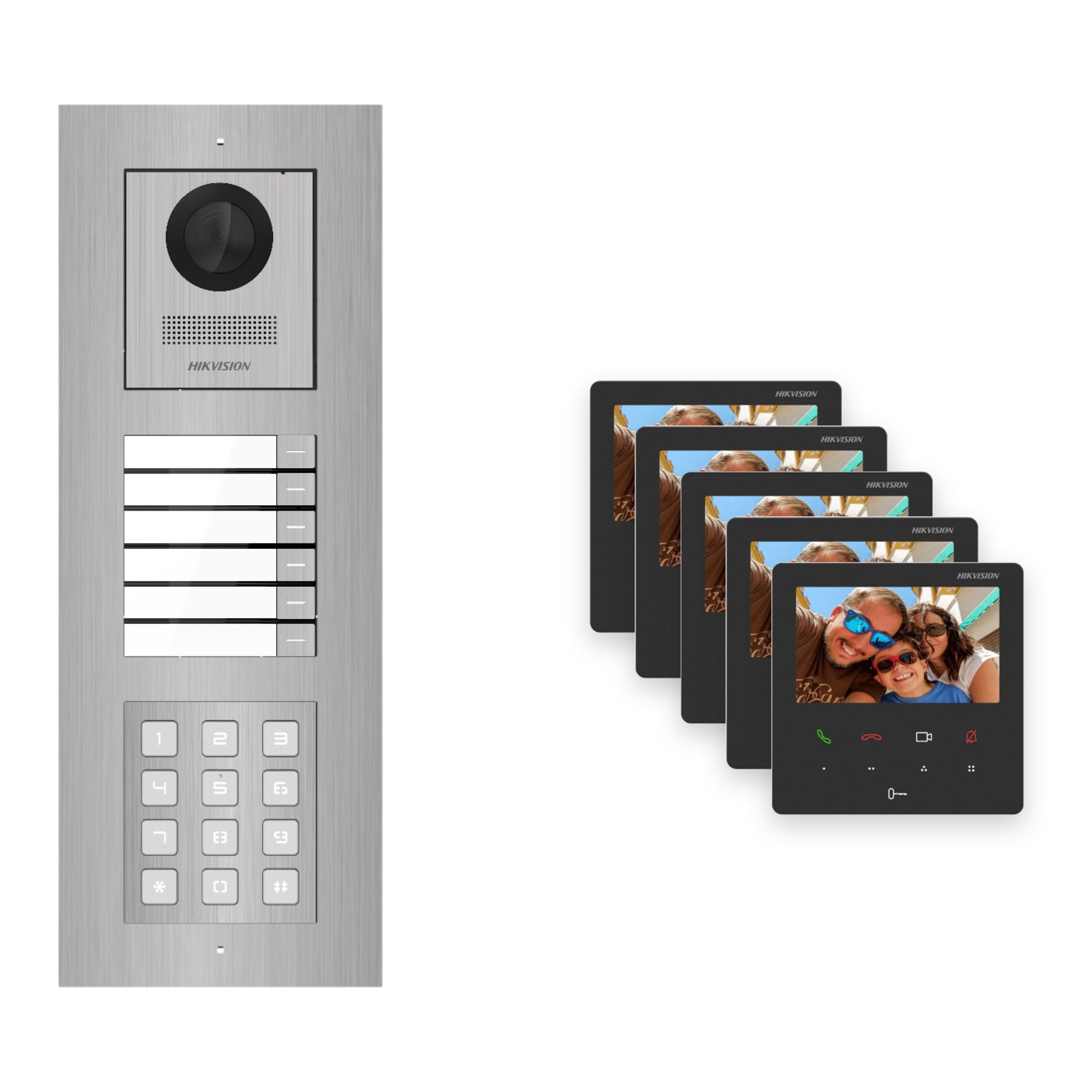 Hikvision PoE Video-Türsprechanlage 5-Familienhaus – Komplett-Set mit Zahlencode, DS-KH6110-WE1, Unterputz Hikvision PoE Video-Türsprechanlage 5-Familienhaus – Komplett-Set mit Zahlencode, DS-KH6110-WE1, Unterputz – Türstation und Innenstation