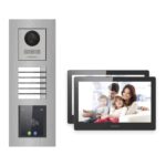 Hikvision PoE Video-Türsprechanlage 2-Familienhaus – Komplett-Set mit Touch-Display, DS-KH8520-WTE1, Unterputz – Türstation und Innenstation