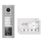 Hikvision PoE Video-Türsprechanlage 2-Familienhaus – Komplett-Set mit Touch-Display, DS-KH9510-WTE1(B), Unterputz – Türstation und Innenstation