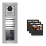 Hikvision PoE Video-Türsprechanlage 3-Familienhaus – Komplett-Set mit Touch-Display, DS-KH6110-WE1, Unterputz – Türstation und Innenstation