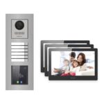 Hikvision PoE Video-Türsprechanlage 3-Familienhaus – Komplett-Set mit Touch-Display, DS-KH8520-WTE1, Unterputz – Türstation und Innenstation