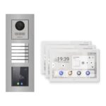 Hikvision PoE Video-Türsprechanlage 3-Familienhaus – Komplett-Set mit Touch-Display, DS-KH9510-WTE1(B), Unterputz – Türstation und Innenstation
