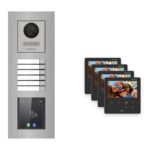 Hikvision PoE Video-Türsprechanlage 4-Familienhaus – Komplett-Set mit Touch-Display, DS-KH6110-WE1, Unterputz – Türstation und Innenstation