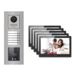 Hikvision PoE Video-Türsprechanlage 5-Familienhaus – Komplett-Set mit Touch-Display, DS-KH8520-WTE1, Unterputz – Türstation und Innenstation