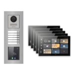 Hikvision PoE Video-Türsprechanlage 5-Familienhaus – Komplett-Set mit Touch-Display, DS-KH9570-WTE1/S, Unterputz – Türstation und Innenstation