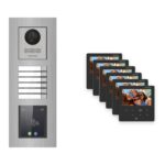 Hikvision PoE Video-Türsprechanlage 6-Familienhaus – Komplett-Set mit Touch-Display, DS-KH6110-WE1, Unterputz – Türstation und Innenstation