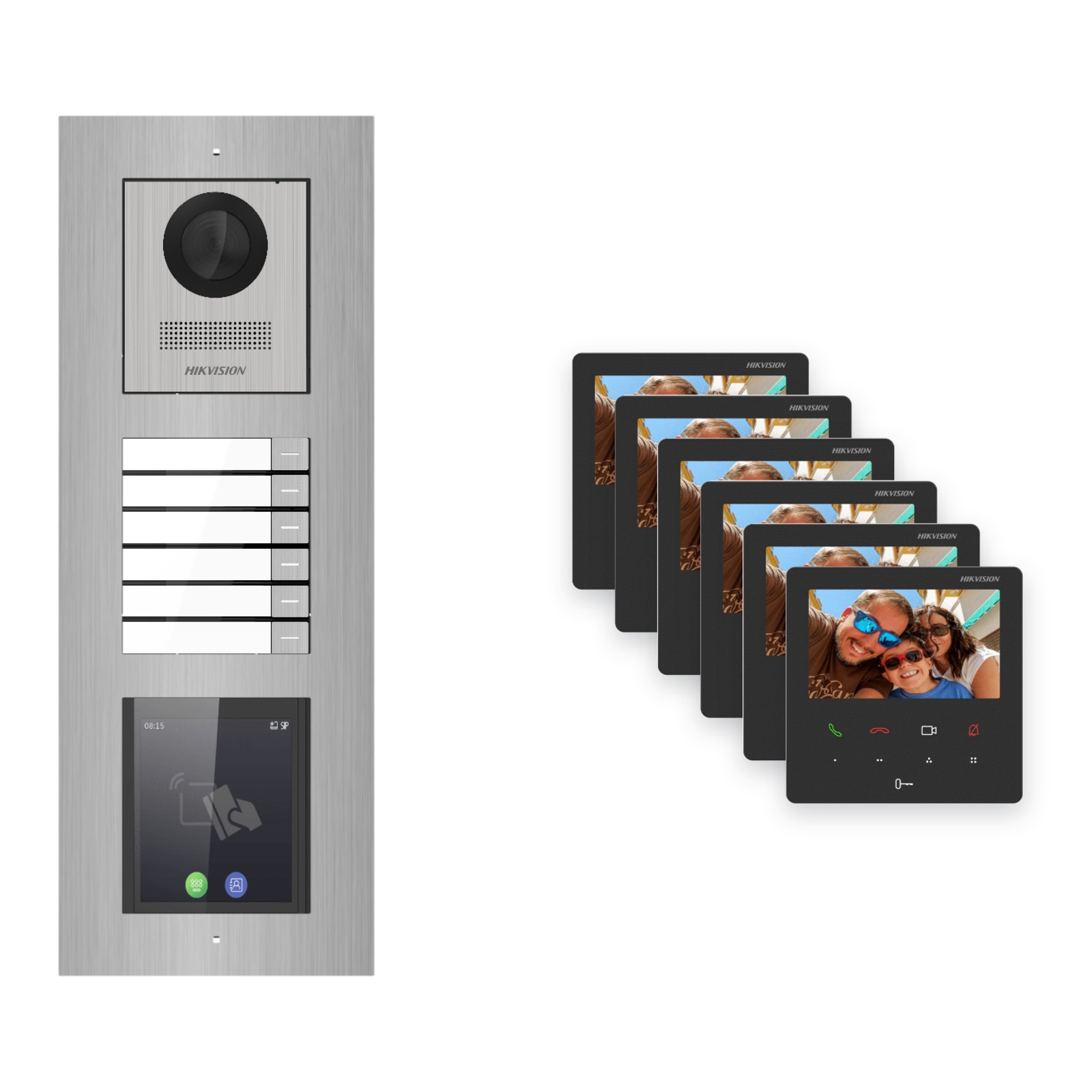 Hikvision PoE Video-Türsprechanlage 6-Familienhaus – Komplett-Set mit Touch-Display, DS-KH6110-WE1, Unterputz Hikvision PoE Video-Türsprechanlage 6-Familienhaus – Komplett-Set mit Touch-Display, DS-KH6110-WE1, Unterputz – Türstation und Innenstation